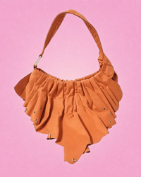 Stella McCartney Vintage Eyelet Shirred Suede Shoulder Bag Orange 1