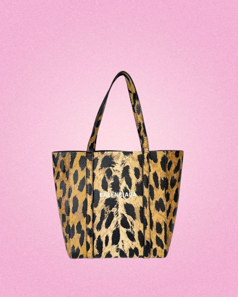 Balenciaga Everyday Leopard Print Leather Tote Bag XS