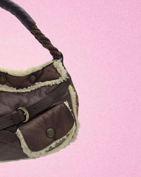 Fendi Vintage Shearling Spy Shoulder Bag Brown Leather 3
