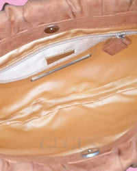 Stella McCartney Vintage Eyelet Shirred Suede Shoulder Bag Orange 6