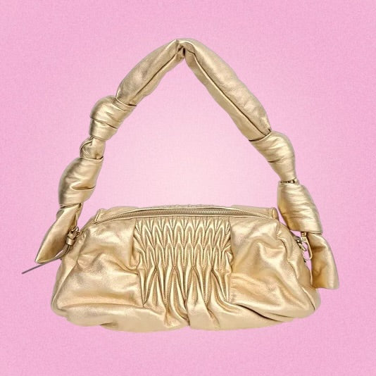 Miu Miu Vintage Matelasse Metallic Gold Shoulder Bag