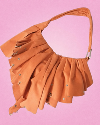 Stella McCartney Vintage Eyelet Shirred Suede Shoulder Bag Orange 2