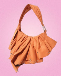 Stella McCartney Vintage Eyelet Shirred Suede Shoulder Bag Orange 3